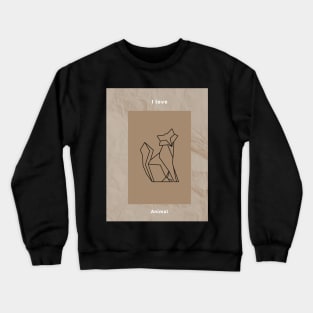 【Brown background + Text】I love animal Crewneck Sweatshirt